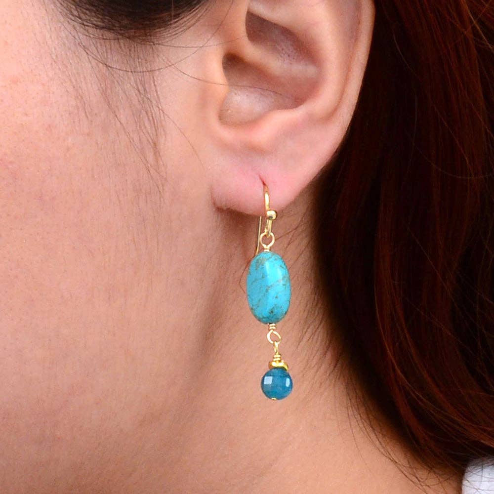 Barse Jewelry Teal Apatite Golden Drop Earrings