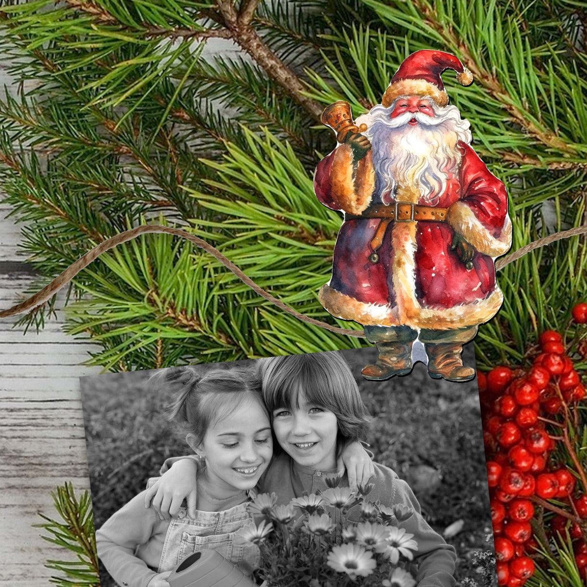 Santa Clip-On Eco Wood Decorative Ornaments Set of 3 by G. Debrekht - Christmas Decor - 8091009C-S3