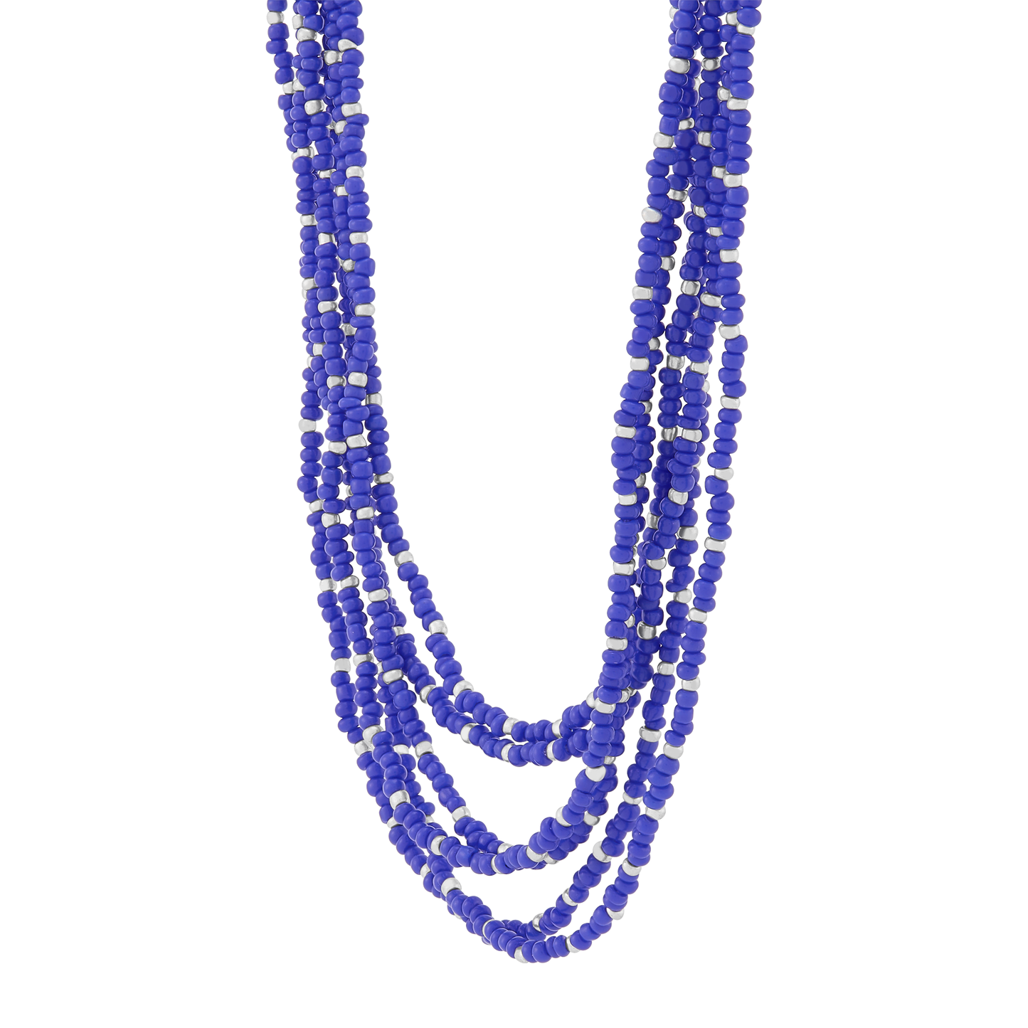 Silpada 'Endless Harmony' Silver Blue Seed Bead Necklace