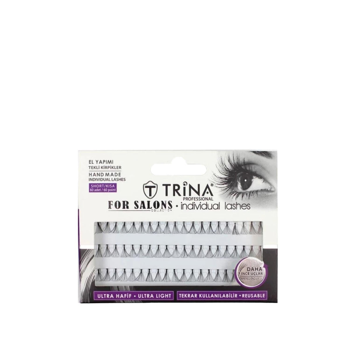 Trina False Eyelashes - 60 Individual Lashes for Enhanced Beauty and Cosmetic Enhancement