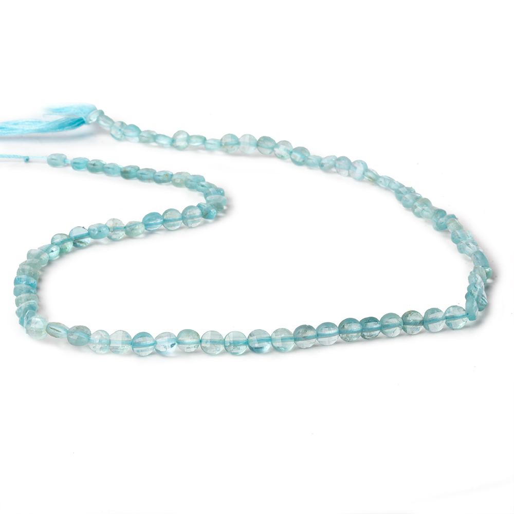 4mm Apatite checkerboard calibrated faceted coins 12.5 inch 82 beads AAA