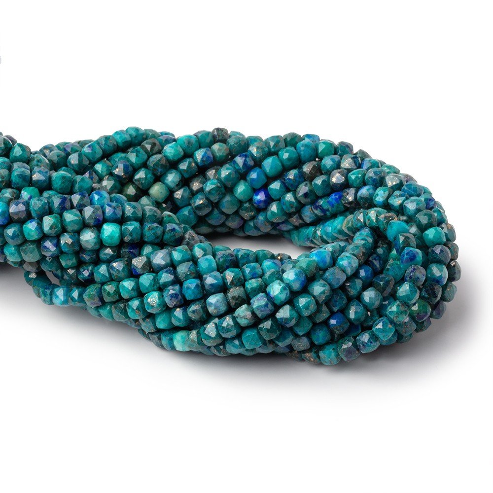 4mm Chrysocolla Micro Faceted Cube Beads 12.5 inch 75 pieces A