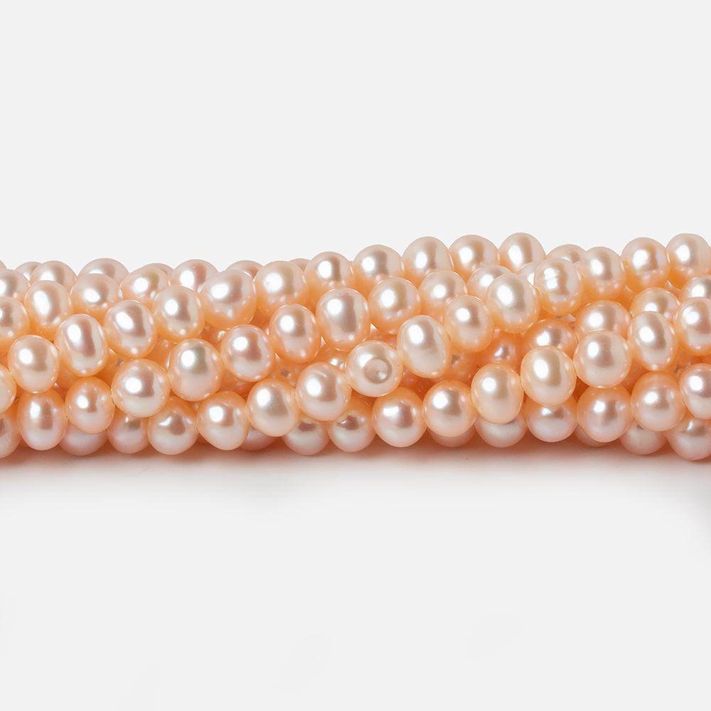 4mm Peach Side Drilled Off Round Freshwater Pearls 15 inch 98 pieces