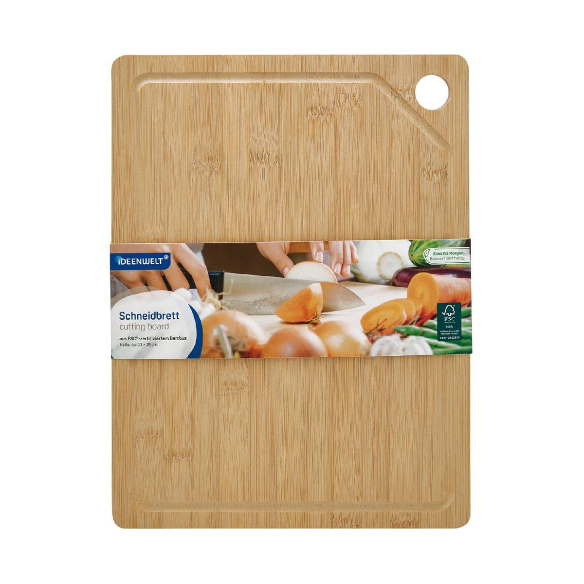 Ideenwelt Bamboo Cutting Board for Kitchen Prep 33x25 cm