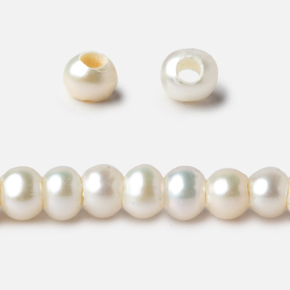5-6mm Off White Off Round Large Hole Freshwater Pearls 90 pieces