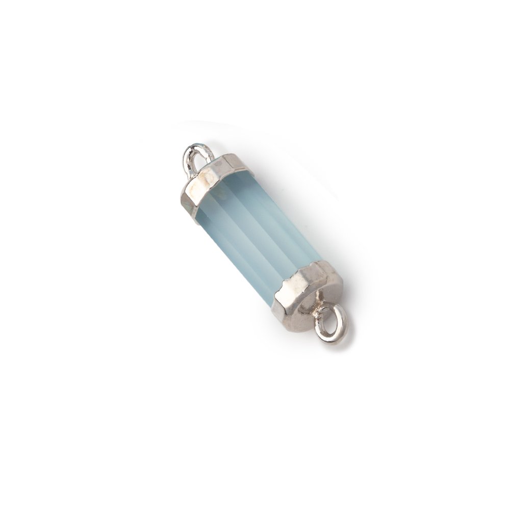 13x5mm Silver Leafed Santorini Chalcedony Faceted Barrel Tube 1 Connector