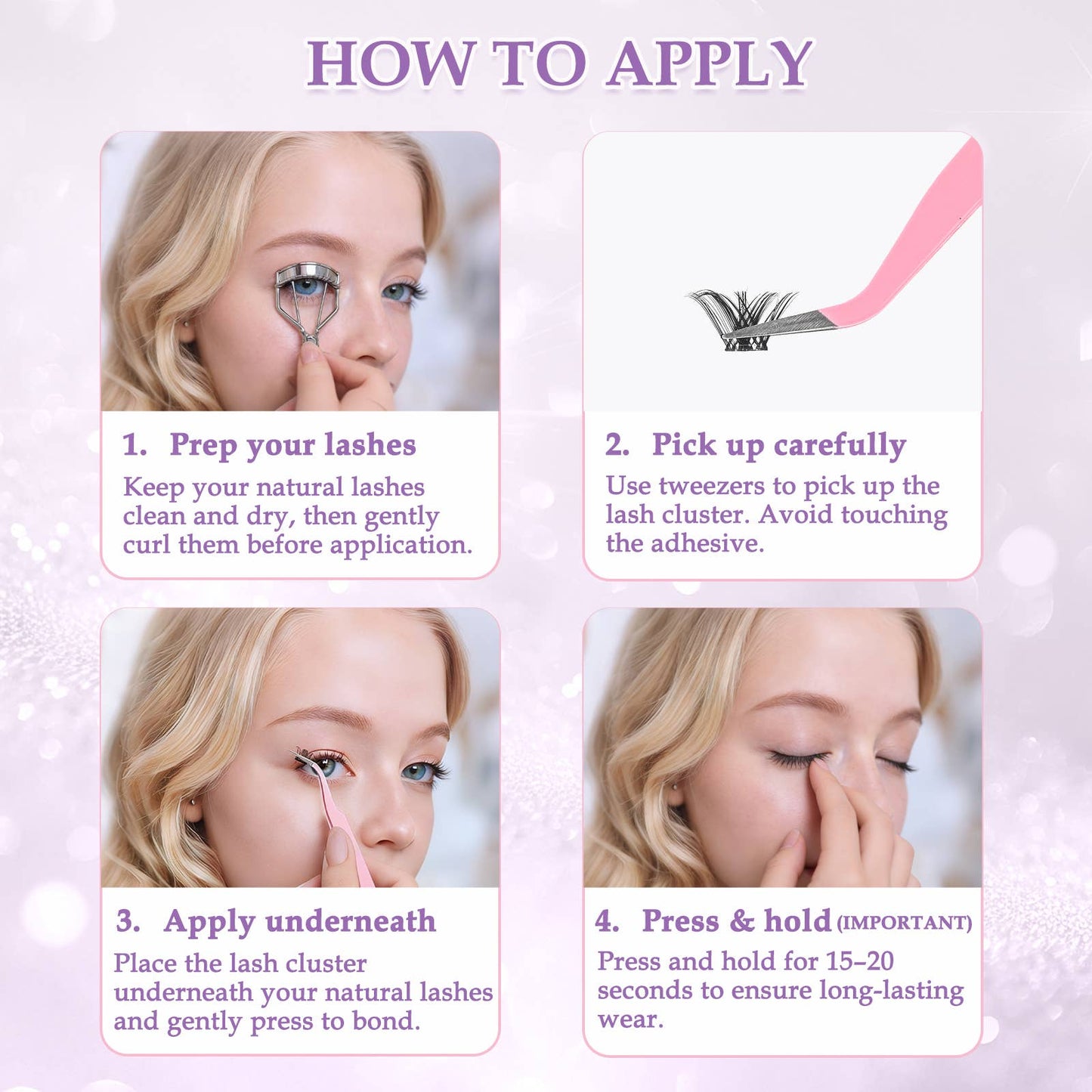 Faux Cils en Touffes à Poser Soi-Même Sweetheart-Design (96 unités)