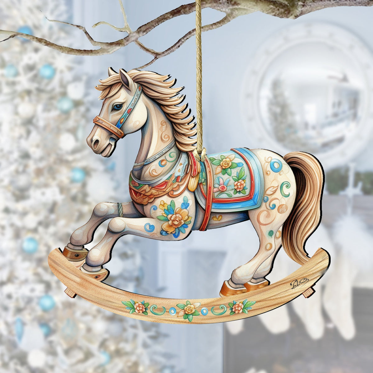 Rocking Horses Wooden Ornaments Set of 3 by G. Debrekht - Christmas Decor - 8100196S3