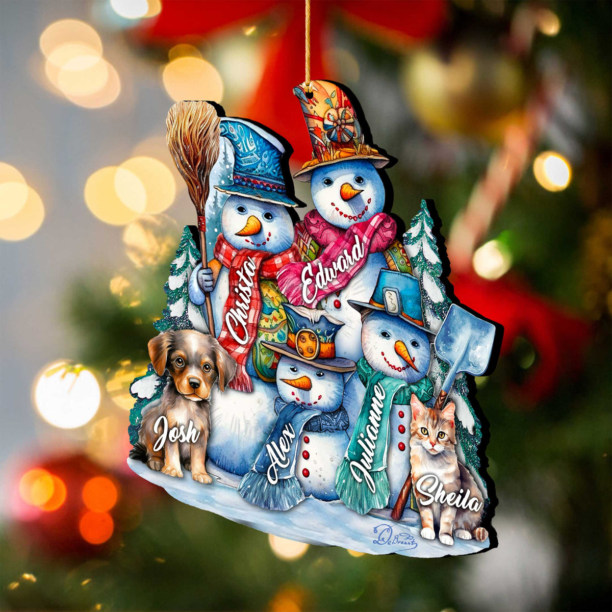 Personalized Snowman Happy Family Christmas Ornaments - Family Member Names Wooden Ornaments by G. Debrekht - Christmas Decor - 8652755P