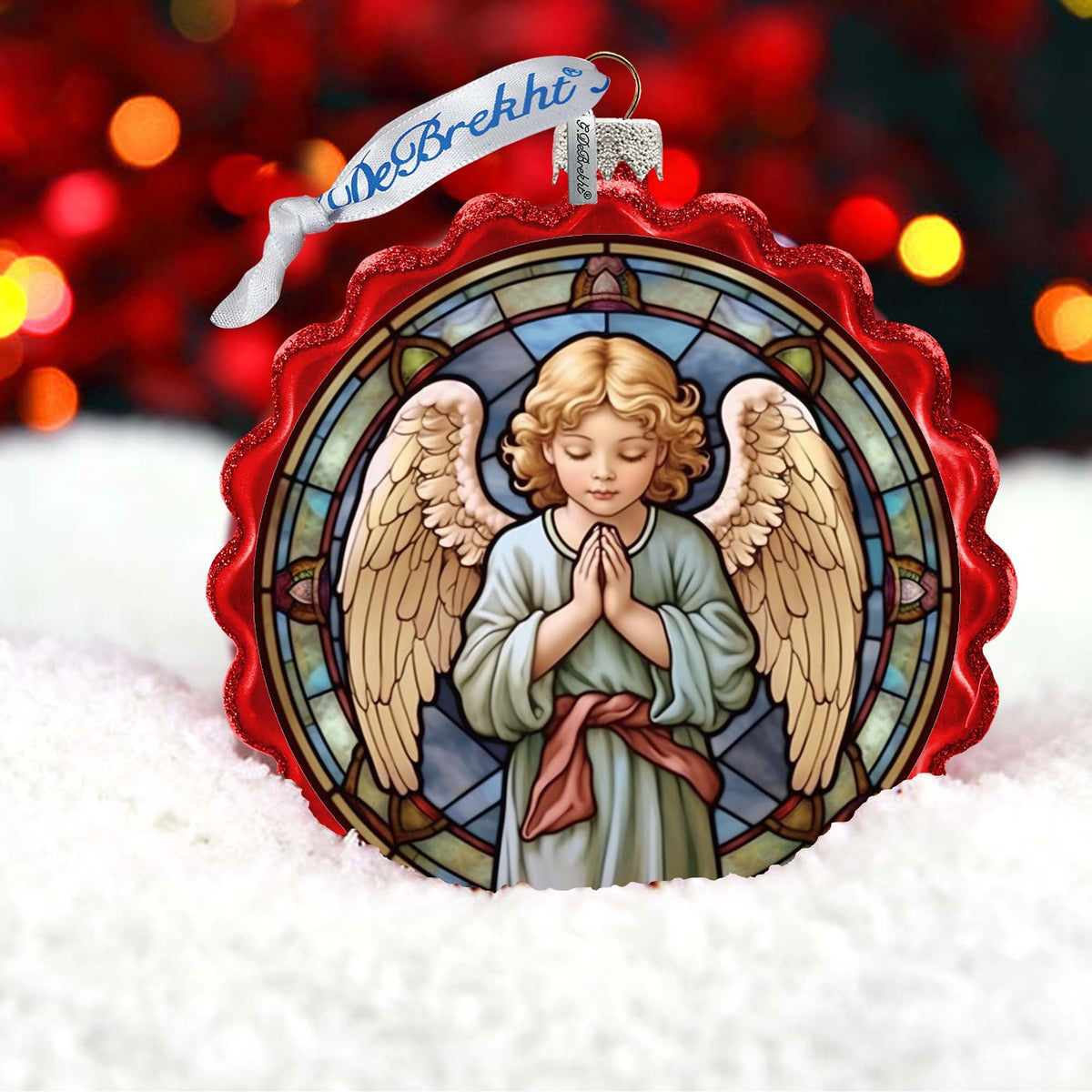 Little Angel Wreath Glass Ornament by G. Debrekht - Nativity Holiday Décor - 759-055