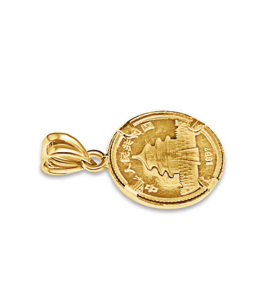 Classic Solid White/Yellow/Rose Gold Handmade Pendant, Chinese Panda Bear Coin