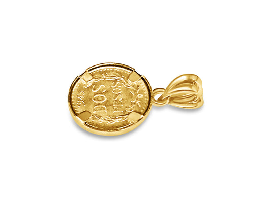 Classic Solid White/Yellow/Rose Gold Handmade Pendant, Dos Pesos