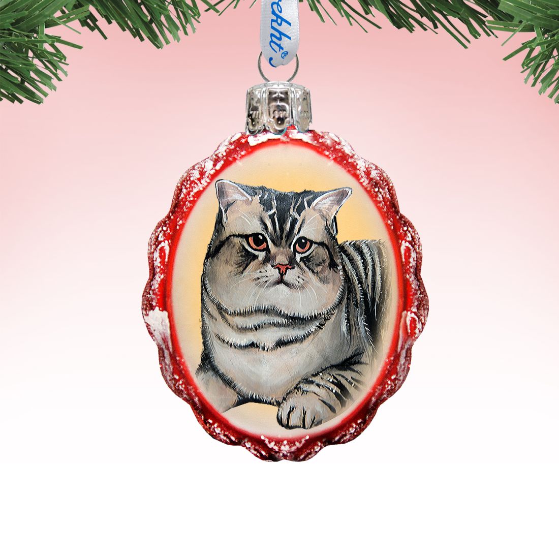 Grey Tab Mercury Glass Ornament by G. DeBrekht - Pets Dog and Cats Decor - 774016