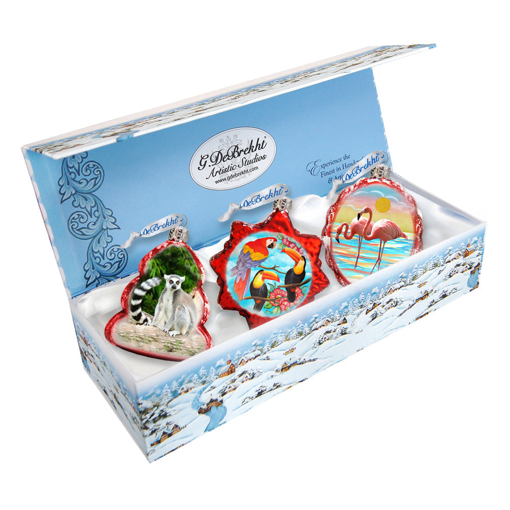 Tropical Mercury Glass Ornaments Set of 3 by G. DeBrekht - Coastal Holiday Decor - 770125S3