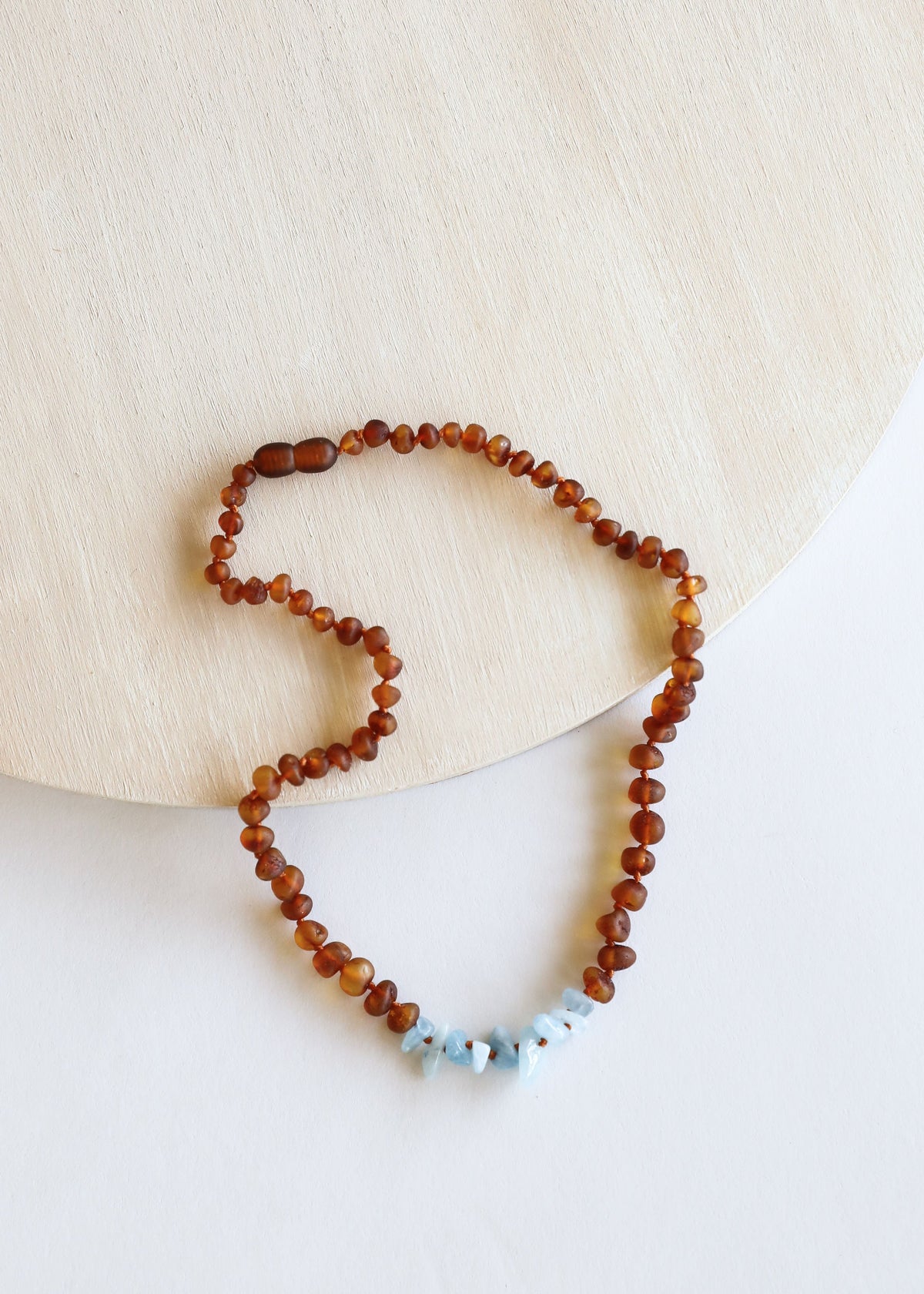 Raw Cognac Baltic Amber + Raw Aquamarine  || Necklace Set