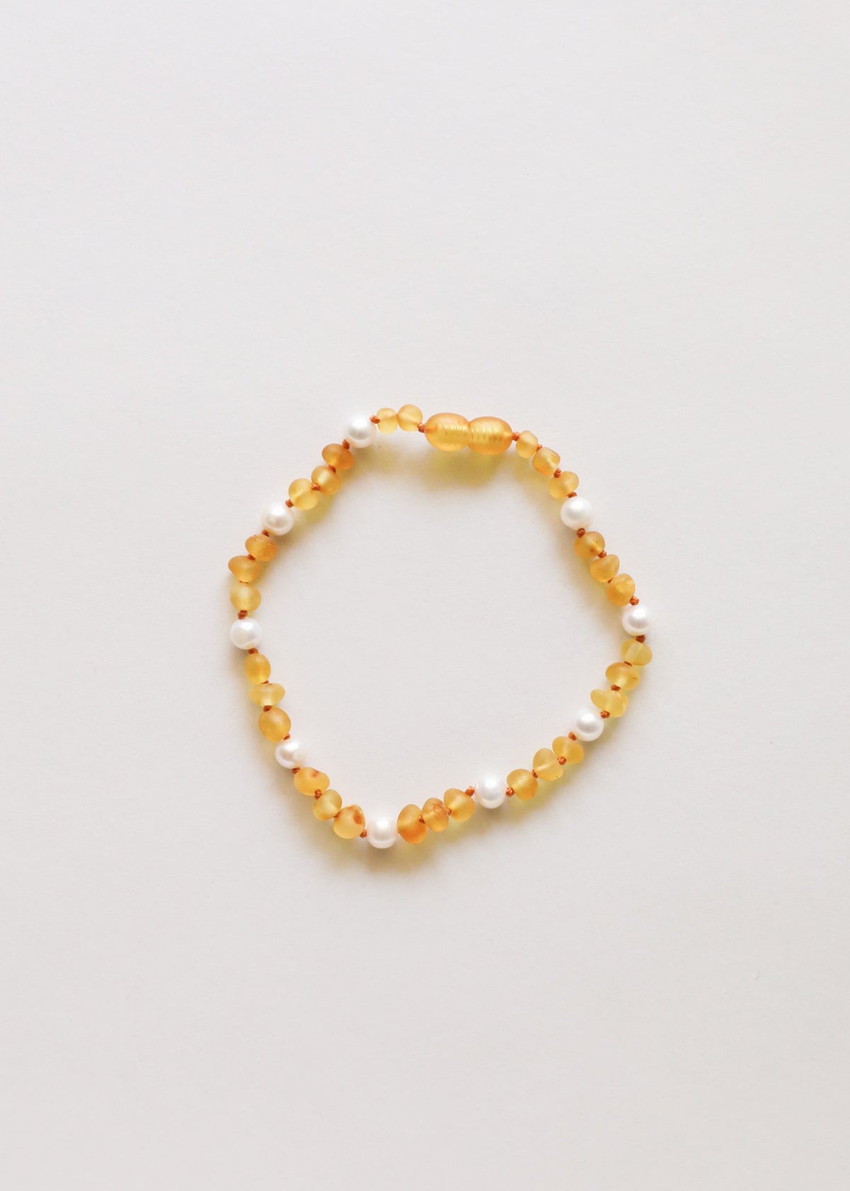 Raw Honey Baltic Amber + Pearl Halo || Anklet or Bracelet