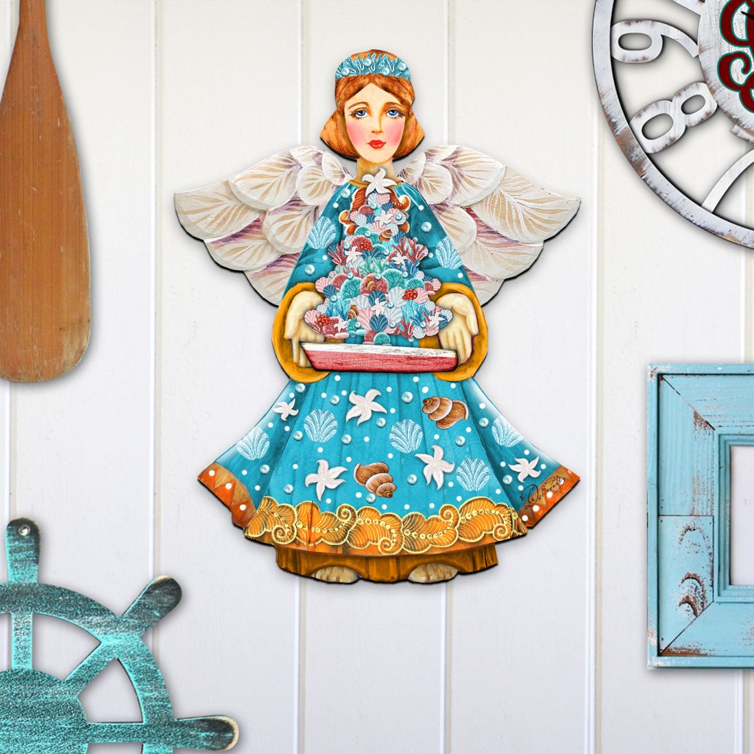 Christmas Tree Boat Guardian Door Decor by G. DeBrekht - Coastal Holiday Decor - 8152724-3H