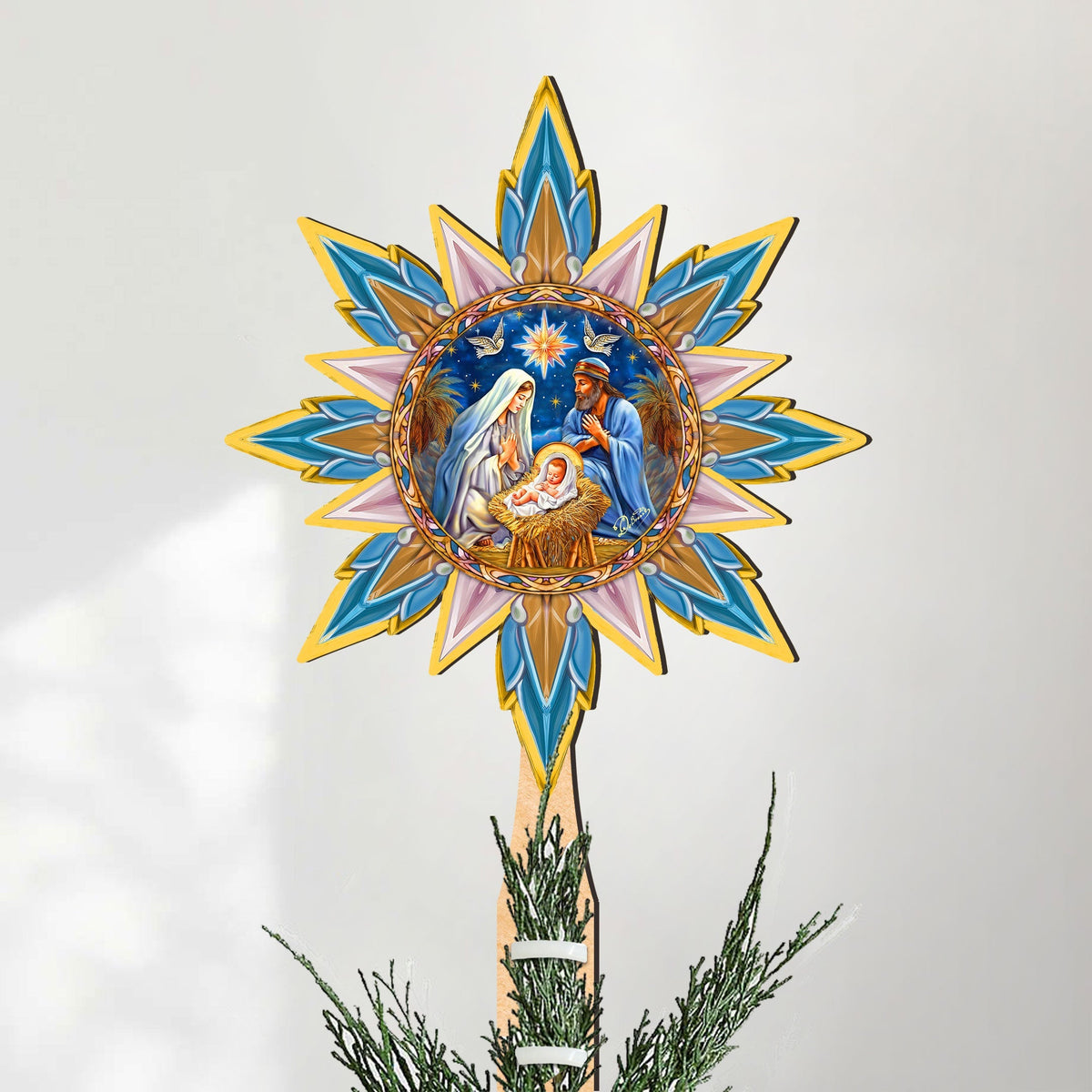 Nativity-themed Tree Topper Wooden Decor - Nativity Holiday Decor - Christmas Tree Topper