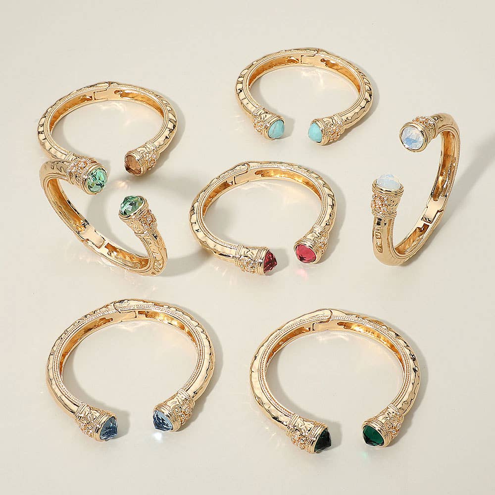 Bracelet manchette articulé à accent de pointe en pierre