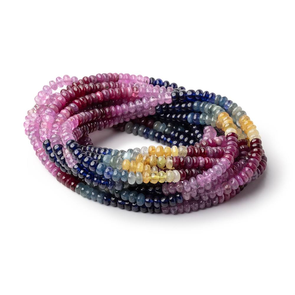 5mm Multi Color Sapphire Plain Rondelle Beads 18 inch 151 pieces AA