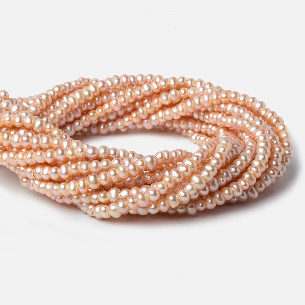 5mm Peach Blush Off Round 2.5mm Large Hole Pearls 15 inch 100 pieces