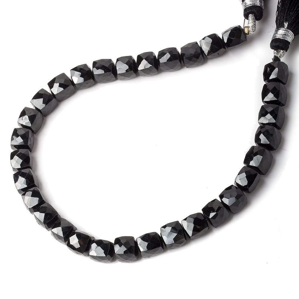 6-6.5mm Black Spinel Faceted Cube 7.5 inch 29 Beads