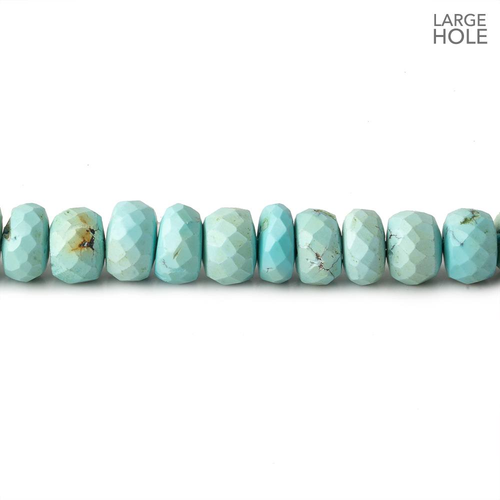 6.5mm Sleeping Beauty Turquoise large hole faceted rondelle beads 16 inch 95 beads