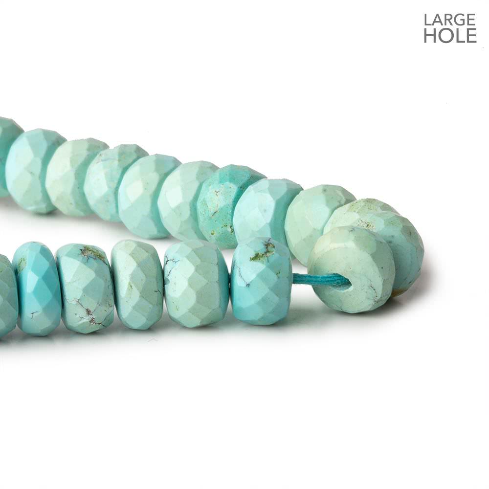 6.5mm Sleeping Beauty Turquoise large hole faceted rondelle beads 16 inch 95 beads