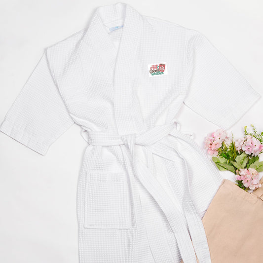 A Southern Luxuries Hot Cocoa Weather Waffle Weave Kimono Robe - Thigh Length
