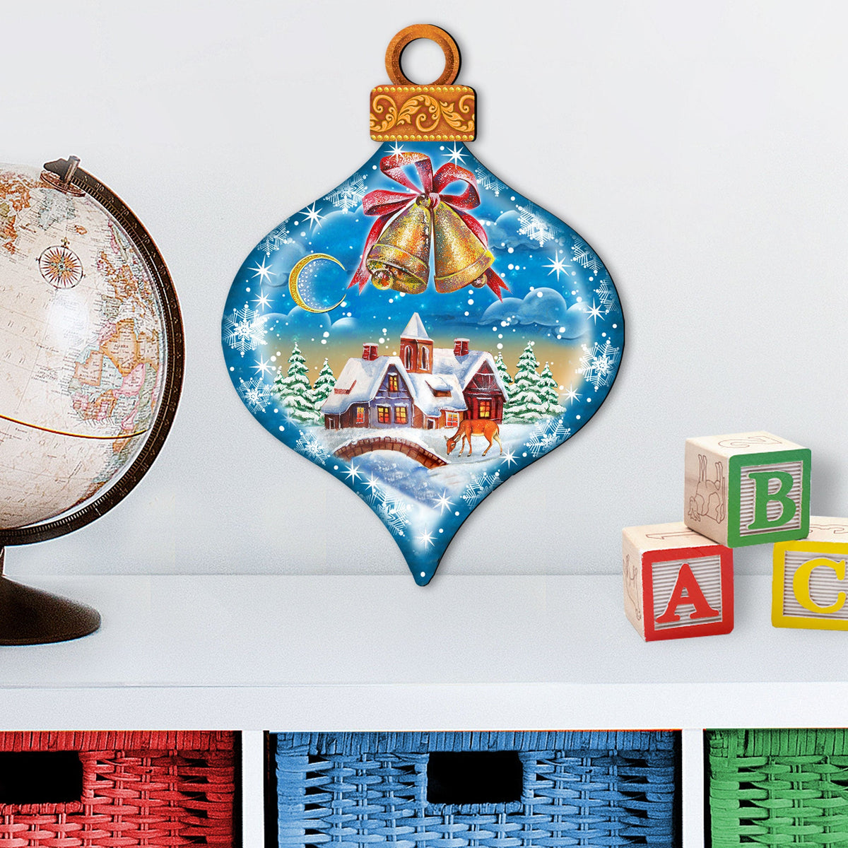 Winter Drop Ornament Door Decor by G. DeBrekht - Christmas Santa Snowman Decor - 8112182H