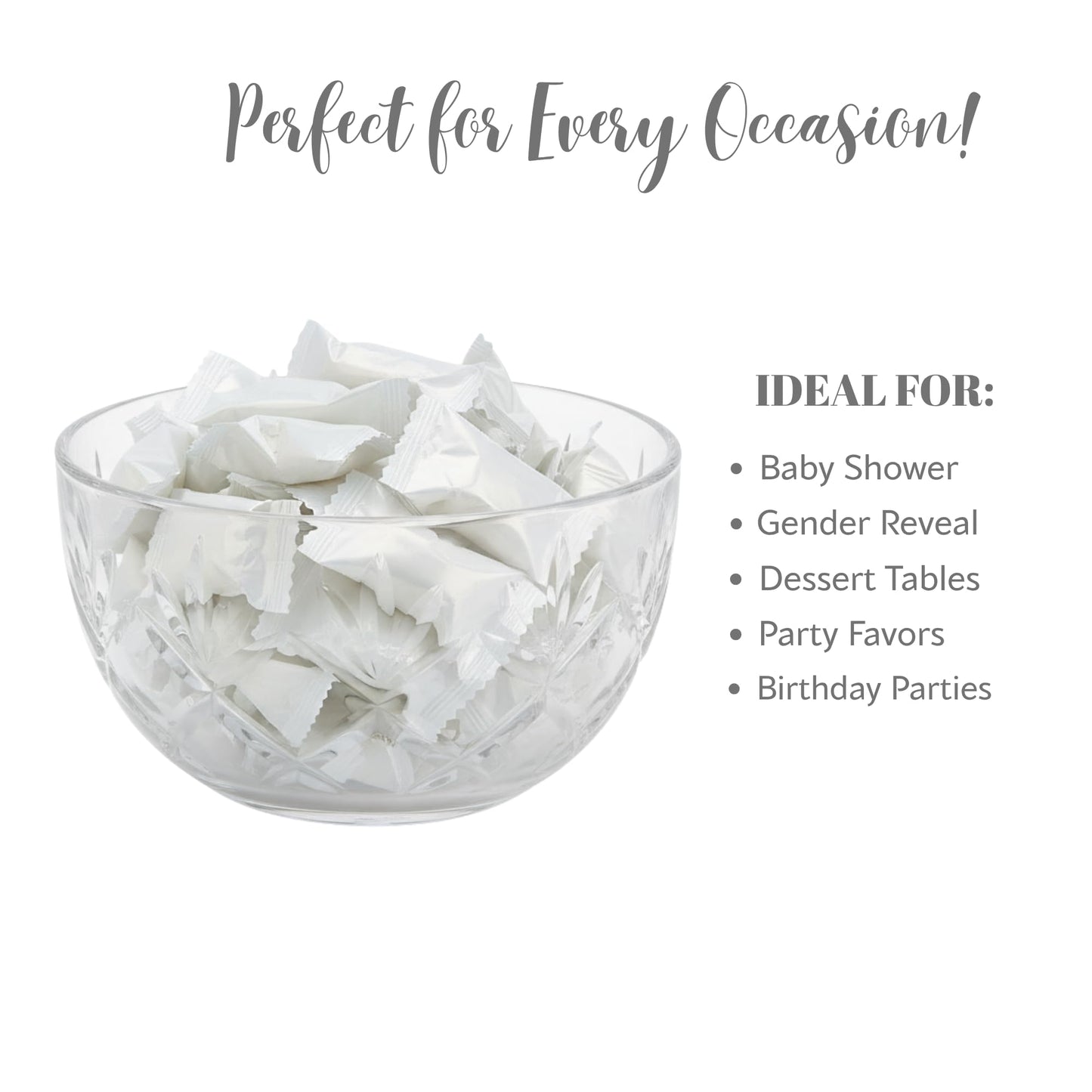 220ct White Buttermints Individually Wrapped – Bulk Soft Butter Mints for Weddings, Candy Buffets, Party Favors & Events