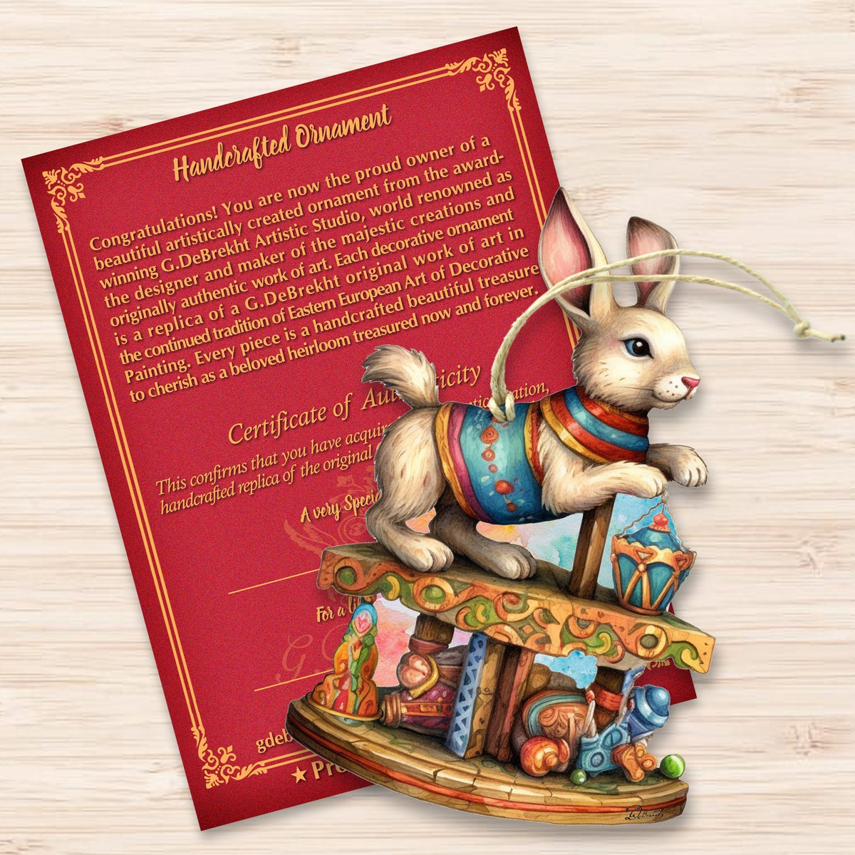 Carousel Bunny with Toys Wooden Ornaments by G. Debrekht - Christmas Decor - 8100195-3