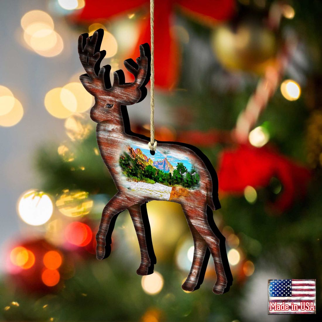 Deer Wooden Ornaments by Nature Wonders - Wildlife Holiday Decor - 8198211