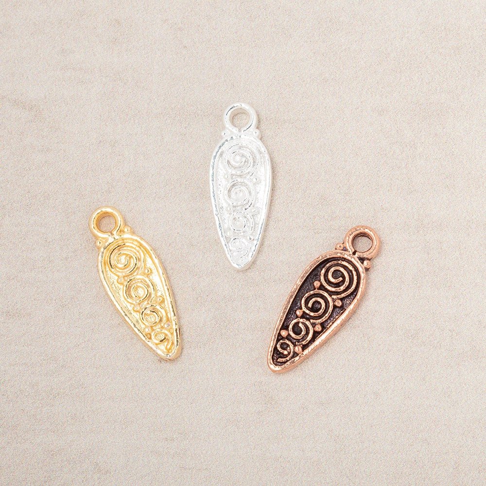 16x7mm Scroll Point Pendant Charm Set of 4 pieces