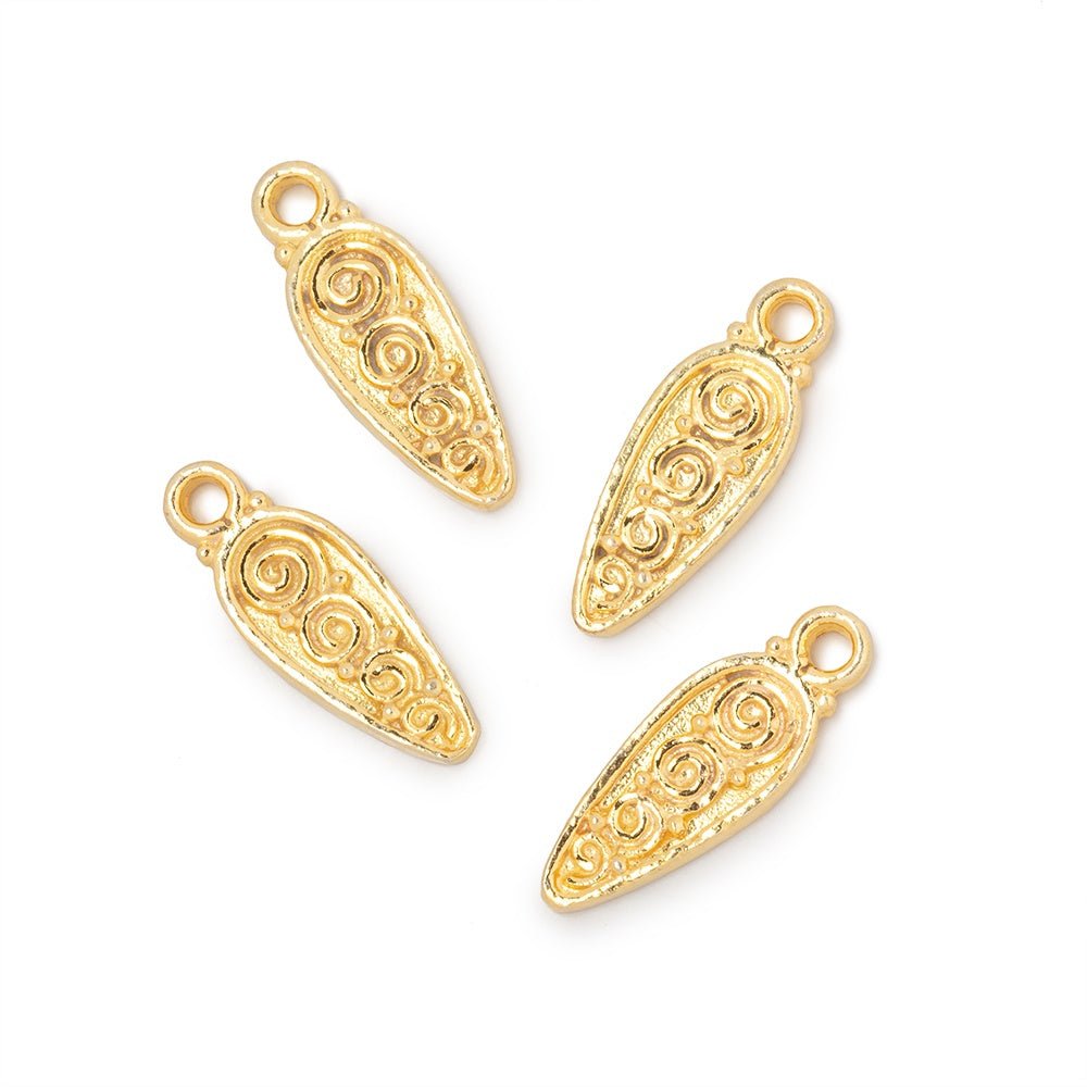 16x7mm Scroll Point Pendant Charm Set of 4 pieces