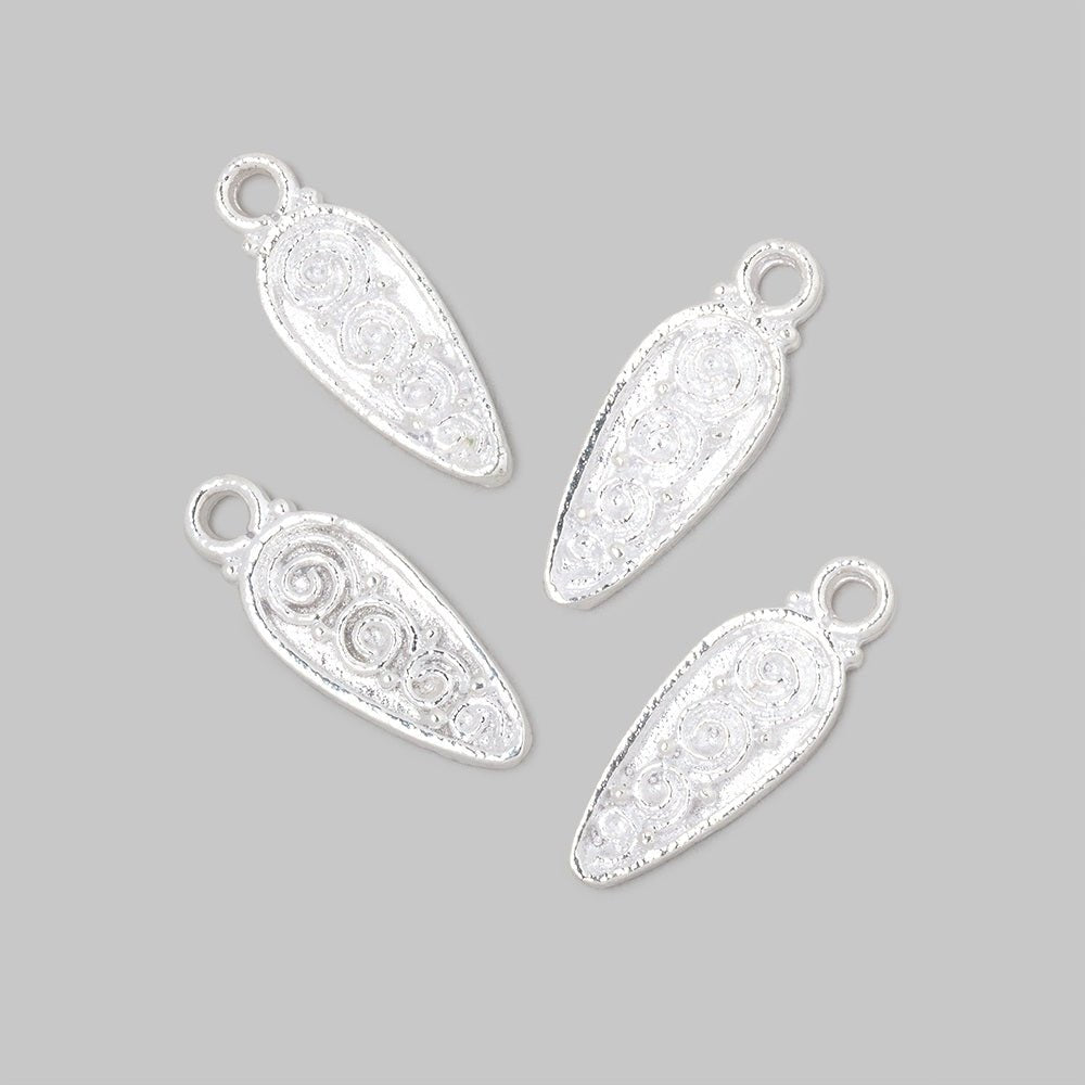 16x7mm Scroll Point Pendant Charm Set of 4 pieces