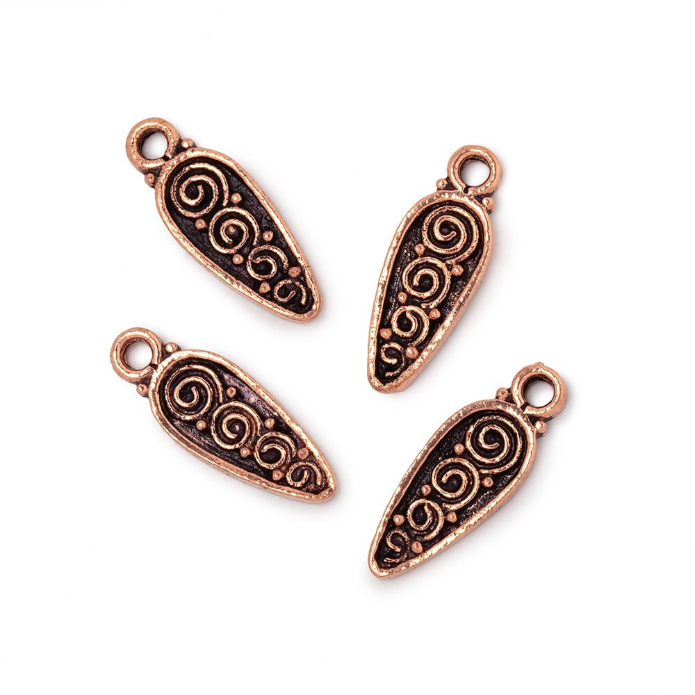 16x7mm Scroll Point Pendant Charm Set of 4 pieces