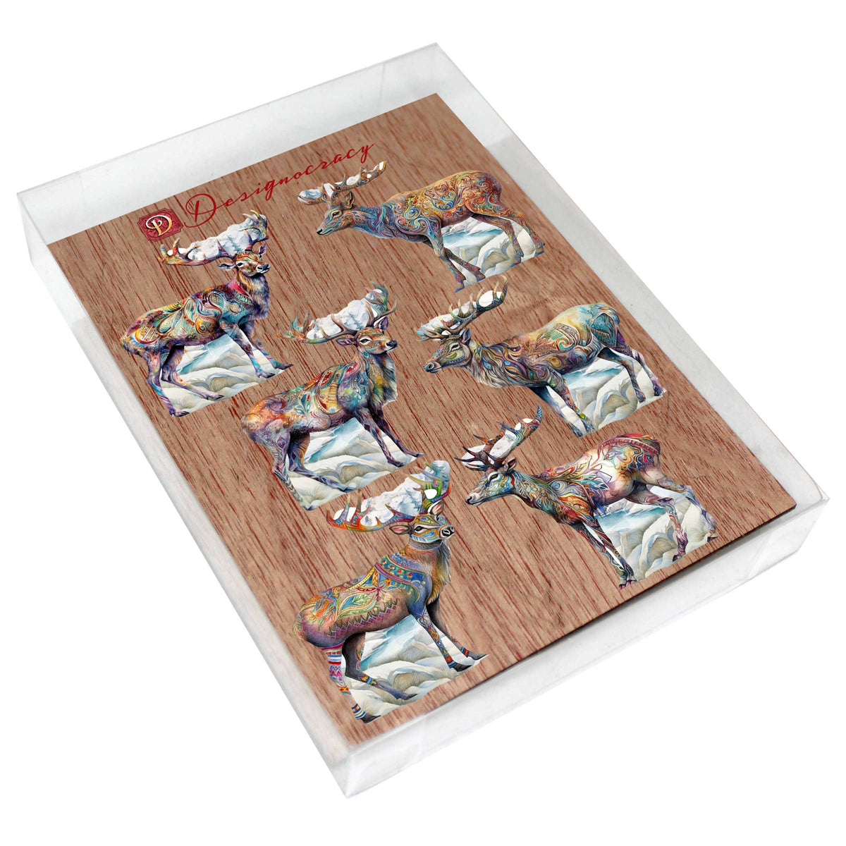 Iconic Caribou of Alaska Decorative Eco Wood Magnets Set of 6 by G. Debrekht - Wildlife Decor - 8090111G-S6