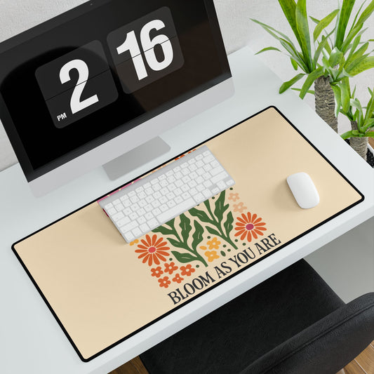 Bloom As You Are Floral Desk Mat | Earthy Botanical Mouse Pad for Cozy Workspaces