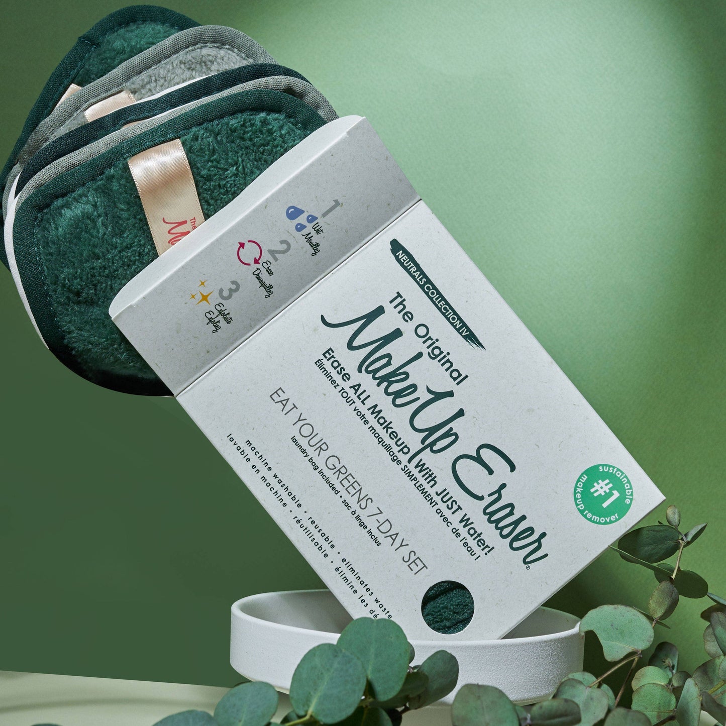 Ensemble démaquillant 7 jours Earthy Greens | Zéro déchet