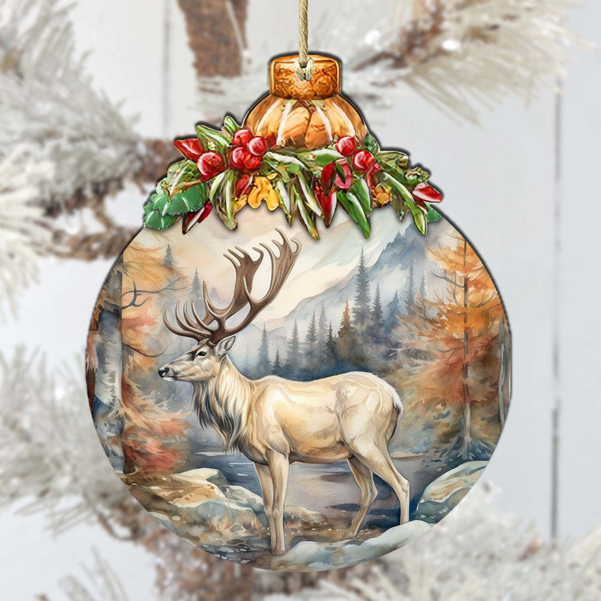 Alaskan Majestic Elk Wooden Ornaments by G.Debrekht - Wildlife Holiday Decor - 870028