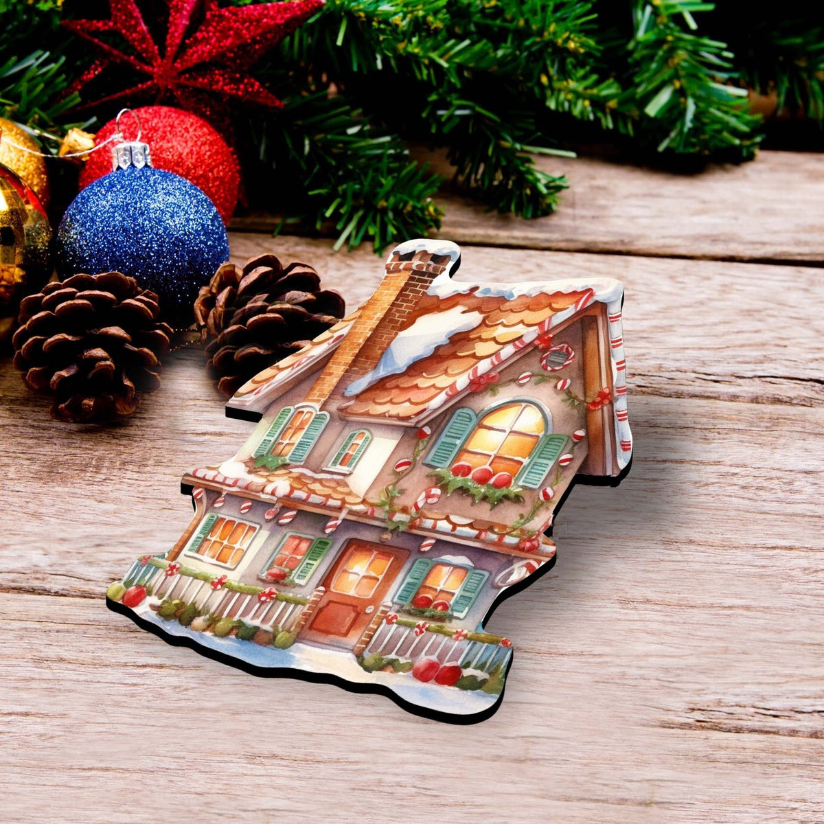 Dream Houses Clip-On Eco Wood Decorative Ornaments Set of 3 by G. Debrekht - Christmas Decor - 8091029C-S3