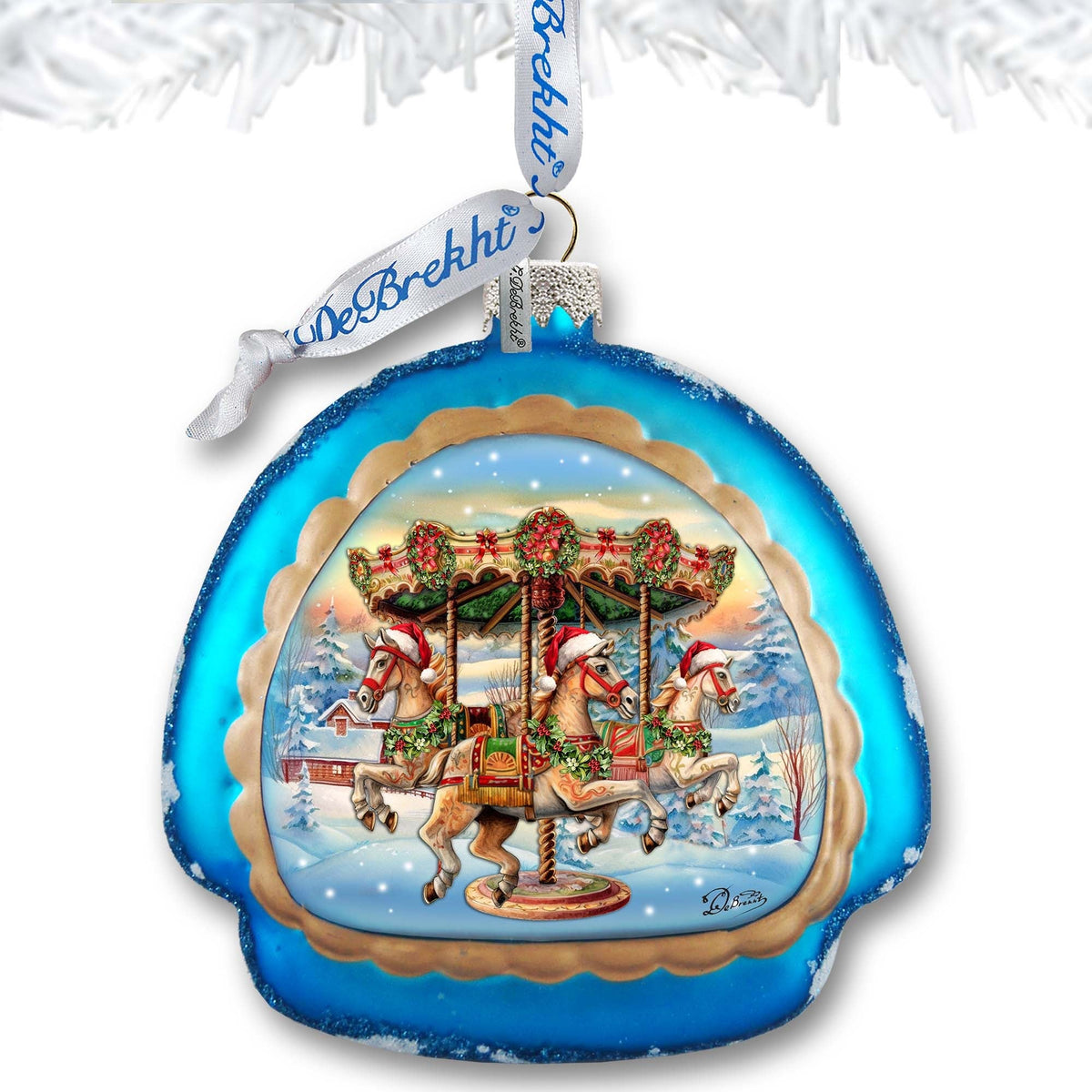 Christmas Carousel Rainbow Glass Ornament by G. Debrekht - Christmas Decor - 756-021