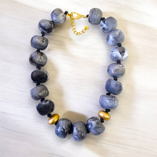 Bijoux Envie Blue Necklace | Gumball Necklace | Nautical | Navy | Chunky