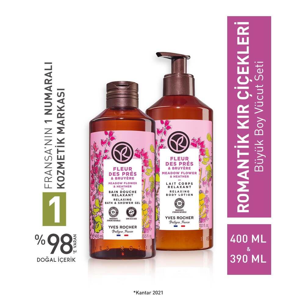 Romantic Wildflowers Large Body Care Set - Luxurious Moisturizing Shower Gel & Body Lotion - Floral Scented Gift for Her