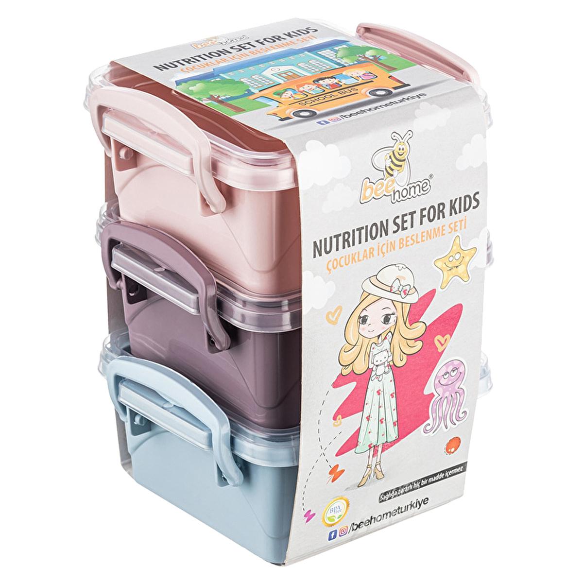 Bee Home 3-Piece Food Storage Container Set: 350ml, Dishwasher Safe - Bento Box for Kids, Meal Prep & Kitchen Organization