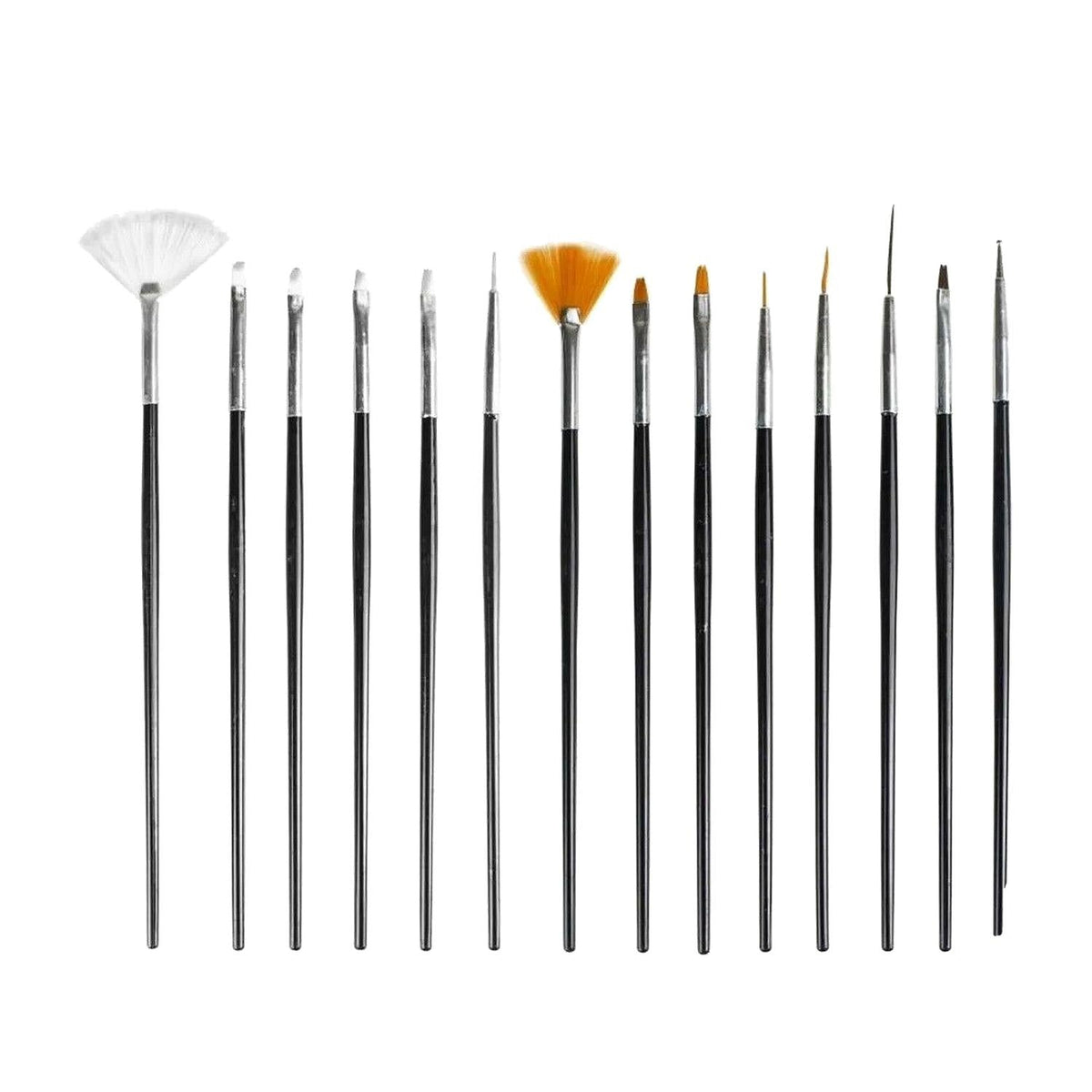 Nascita Nail Brush Set - 15 Piece Black Nail Brushes for Nail Care & Art - Professional Nail Art Supplies
