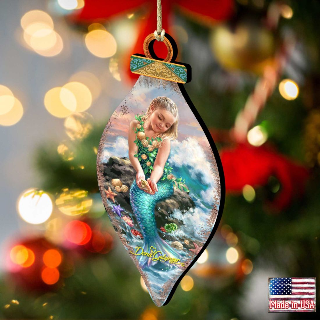 Princess of The Sea Cone Wooden Ornaments by Gelsinger - Coastal Holiday Decor - 8041112-1611