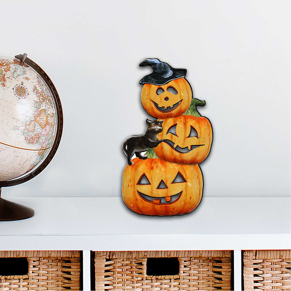Scary Stacking Pumpkins Halloween Door Decor by G. DeBrekht - Thanksgiving Halloween Decor - 8158415H