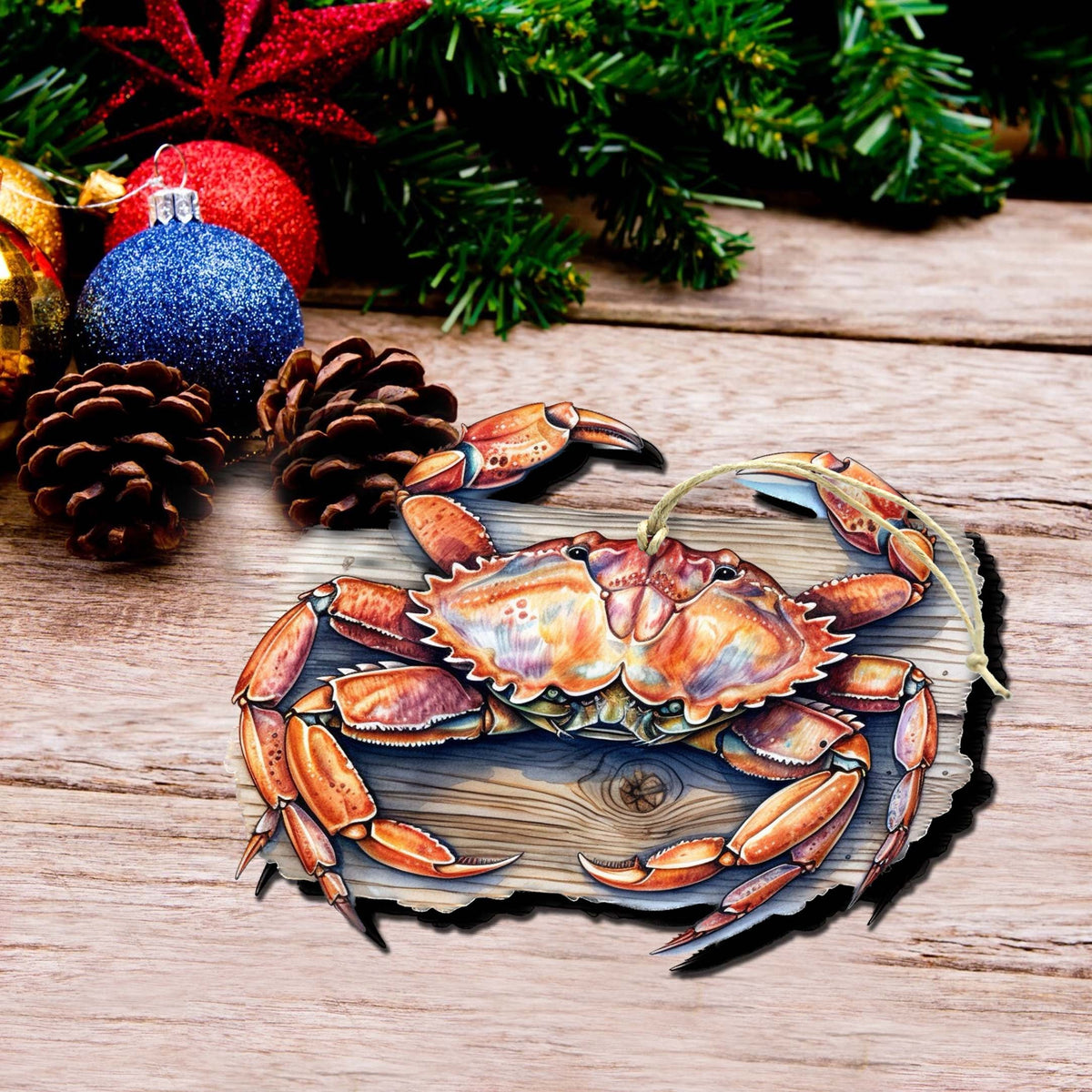 Alaskan Crab Wooden Ornaments by G.Debrekht - Wildlife Holiday Decor - 8710121-1